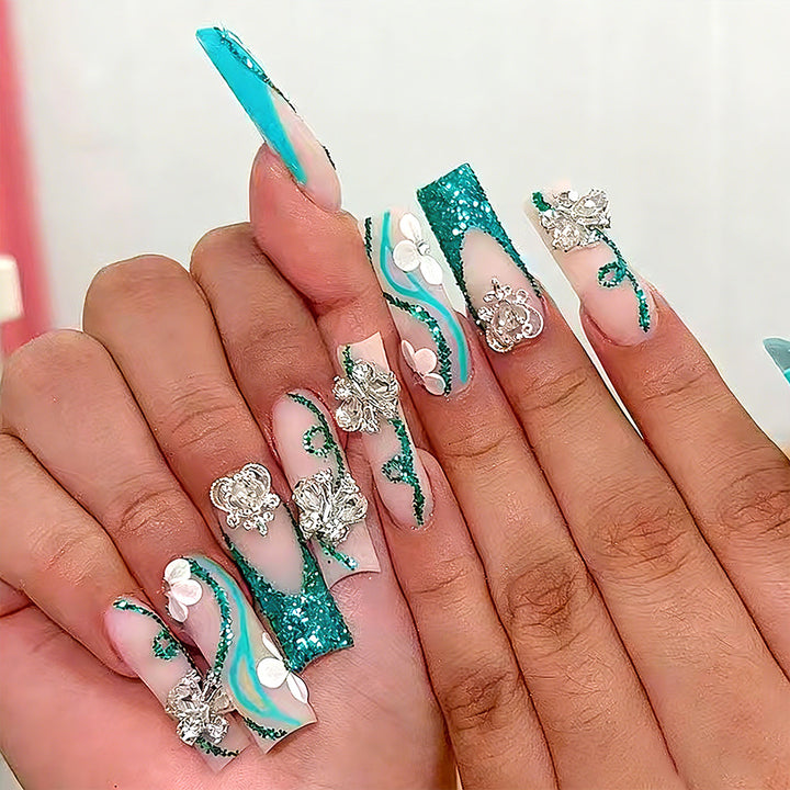 Luxury Crystal-Embellished Press-On Nails Bowlift