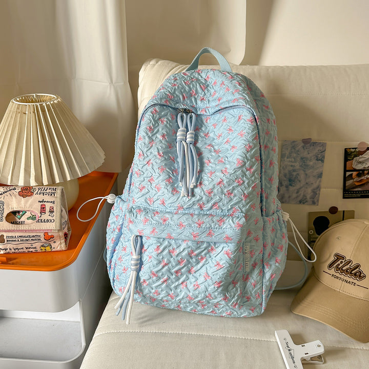 Textured Plush Multi-Compartt Backpack Bowlift