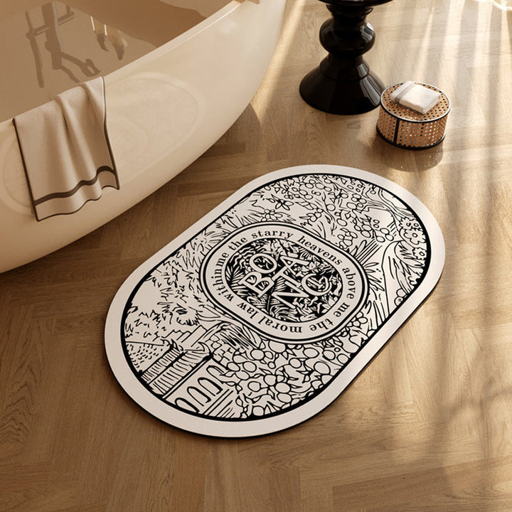 Vintage Patterned Bathroom Mat Bowlift
