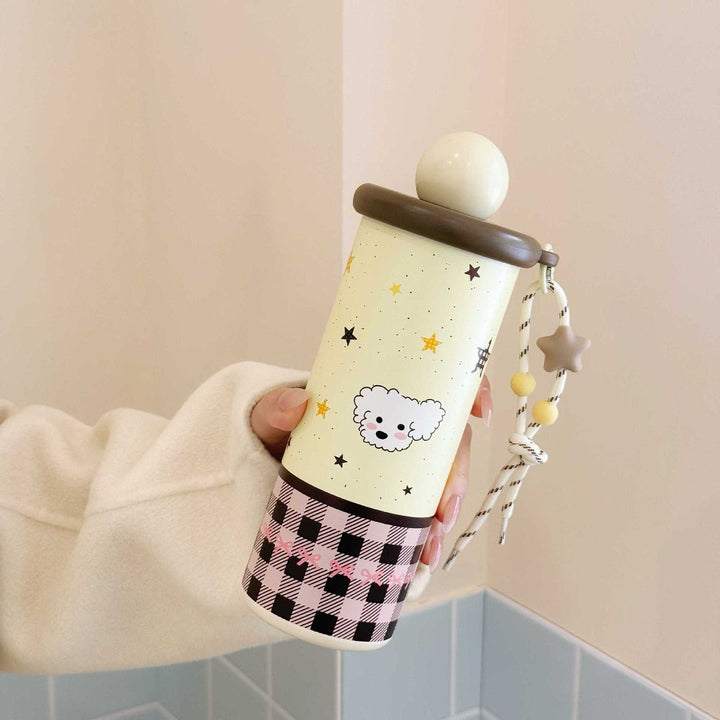 Women's insulated drinking bottle with practical carrying strap and cute animal motif Bowlift