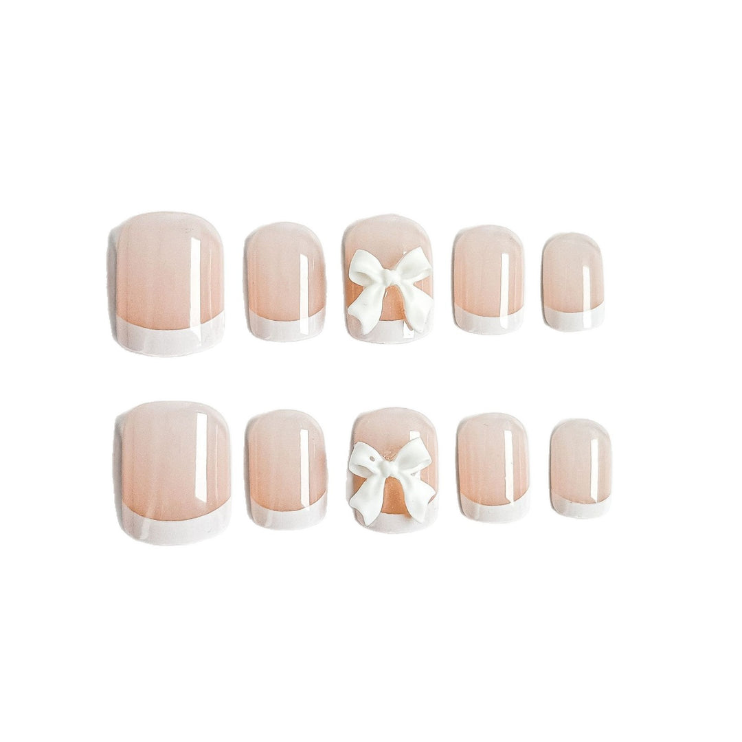 Nail Art Fake Nails Set with Elegant Bow Accents Bowlift