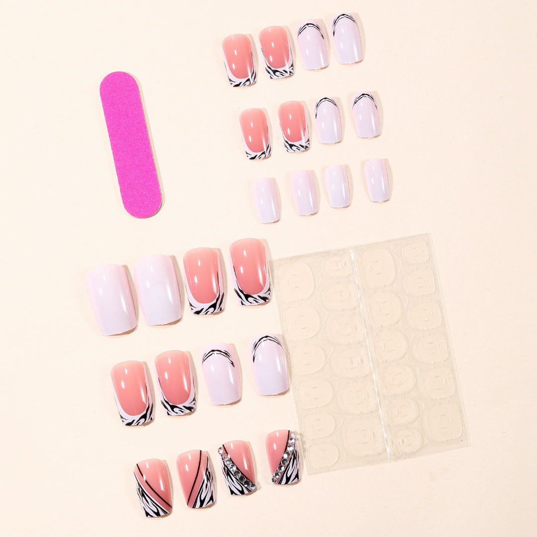 Stylish Zebra Print Acrylic Nail Art Extensions Bowlift