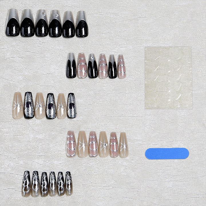 Artificial nail set with elegant glitter and design accents Bowlift