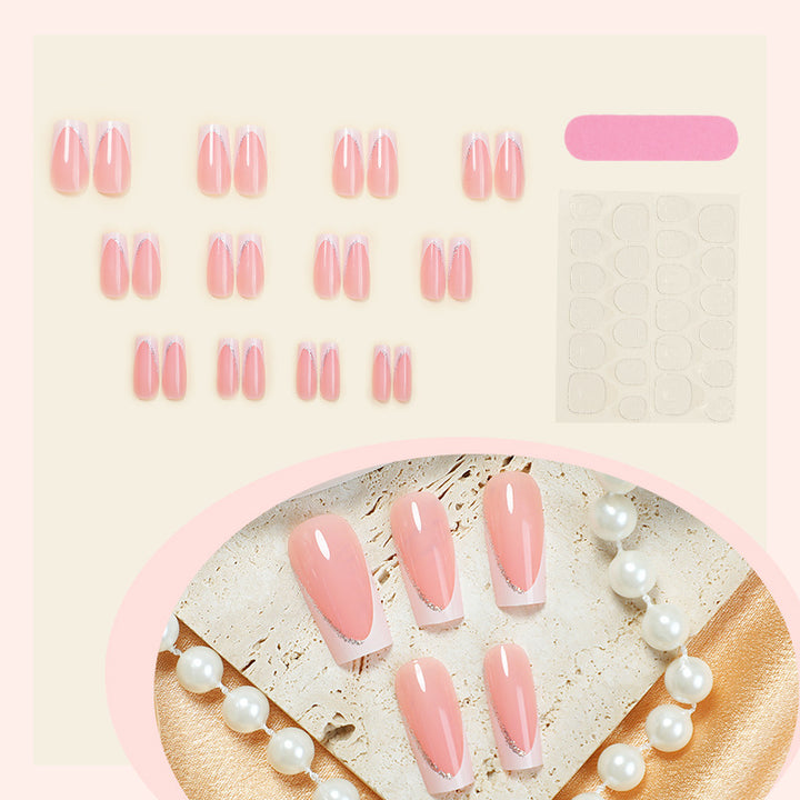 Artificial nail set with elegant design and glitter accents Bowlift