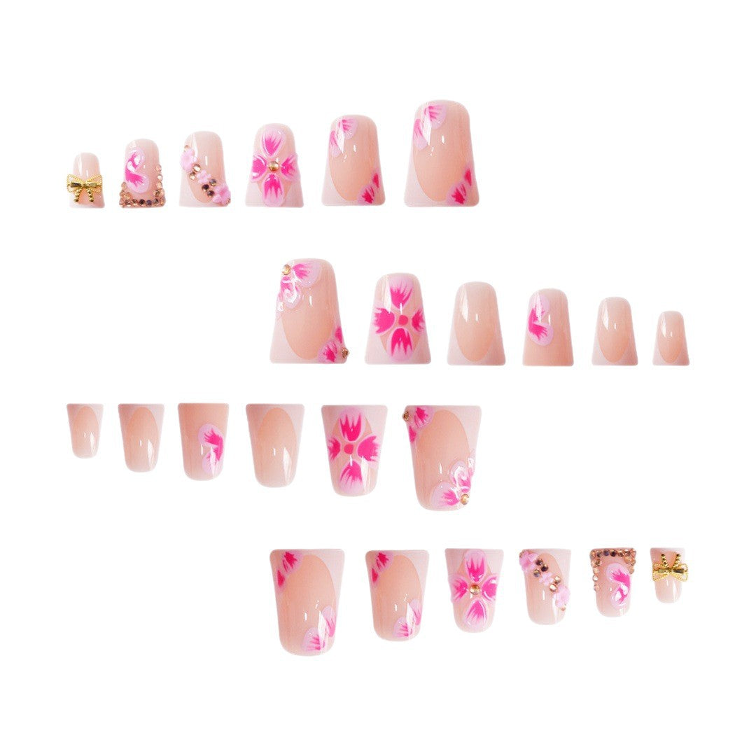 Decorative Floral Press-On Nail Art Enhancements Bowlift