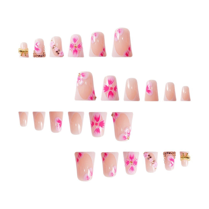 Decorative Floral Press-On Nail Art Enhancements Bowlift
