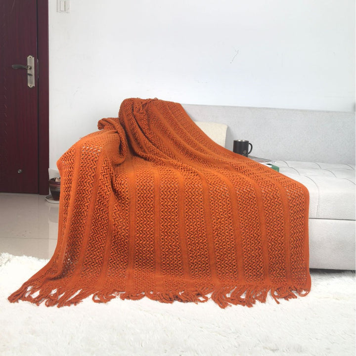 Handcrafted Textured Knit Throw Blanket Bowlift