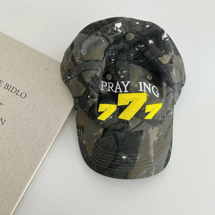 Men's Distressed Camouflage Baseball Cap Bowlift