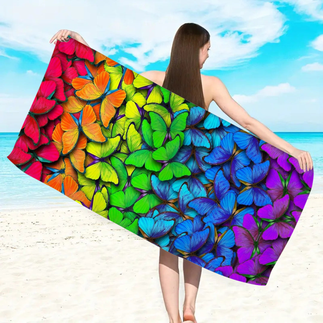 large beach towel with colorful butterfly design Bowlift