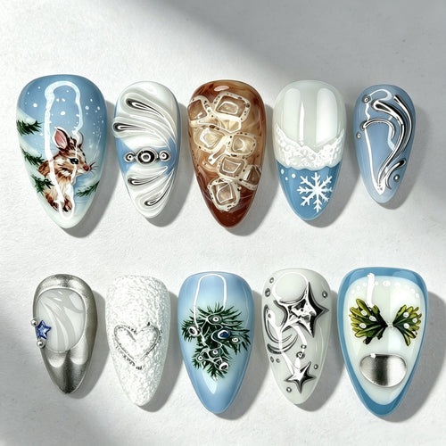 Artificial nails with festive winter motifs Bowlift
