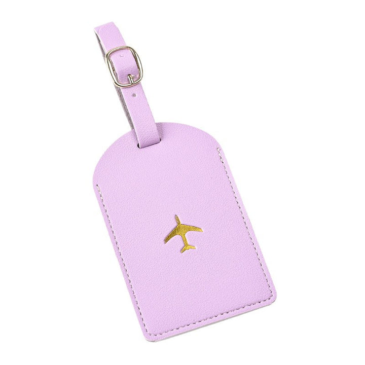 Premium Leather Luggage Tag with Adjustable Strap and Embroidered Airplane Icon Bowlift