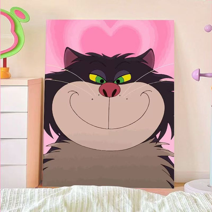 Playful Cartoon Cat Wall Art Bowlift