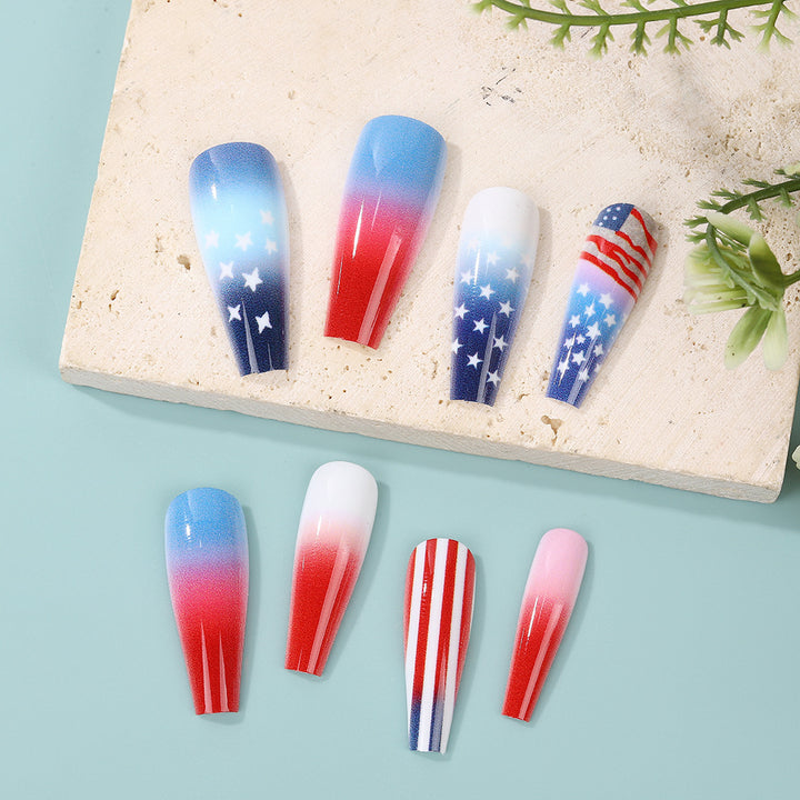 Artificial nail set with patriotic design Bowlift