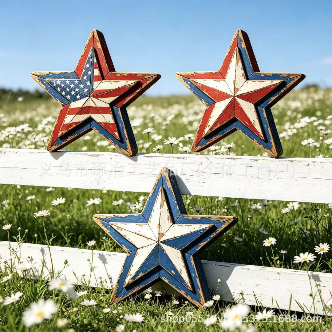 Unisex nan distressed layered farmhouse star wall sculpture with carved dimensional panels Bowlift