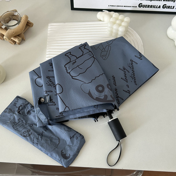 Women's Automatic Umbrella with Creative Comic Design Bowlift