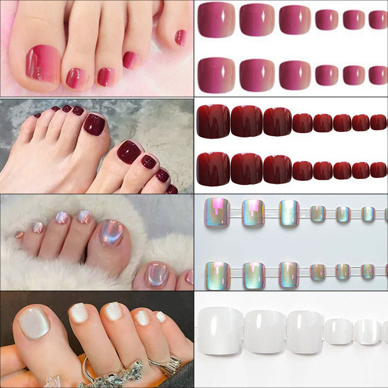 Glossy Press-On Toenail Set Bowlift