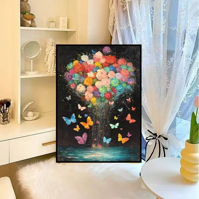 Abstract Butterfly Floral Canvas Artwork Bowlift