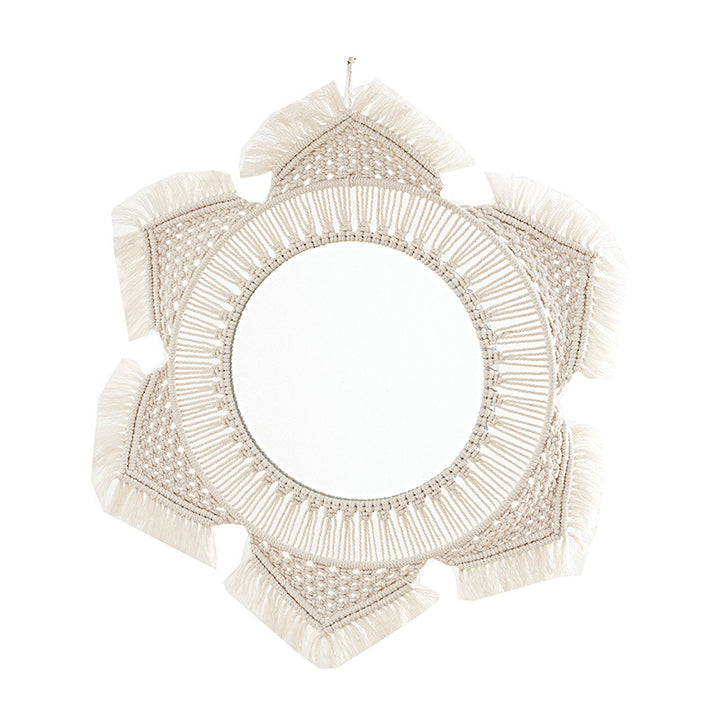 Macramé Decorative Round Wall Mirror Bowlift
