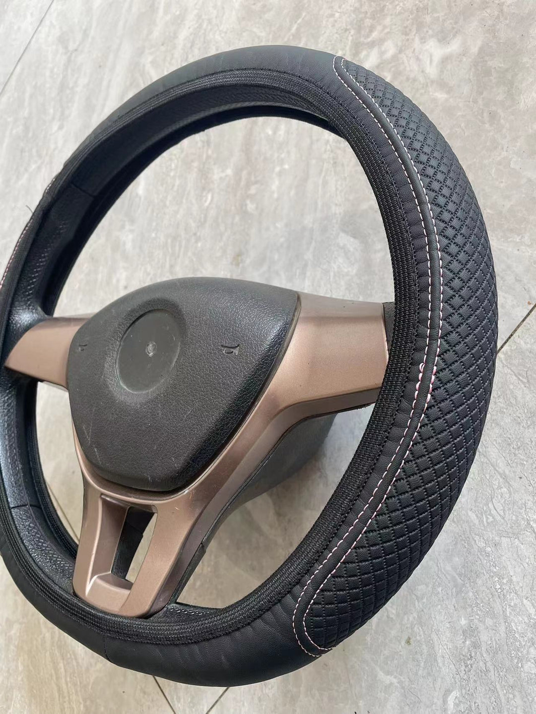 Premium Non-Slip Leatherette Steering Wheel Cover with Quilted Grip and Heat Resistant Padding Bowlift