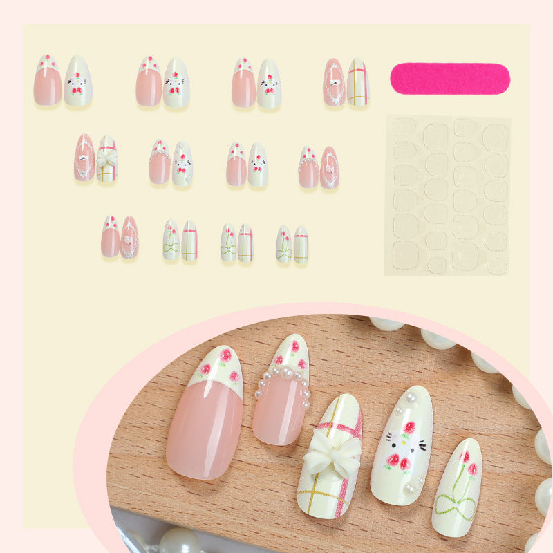 Artistic Decorative Press-On Nail Set Bowlift