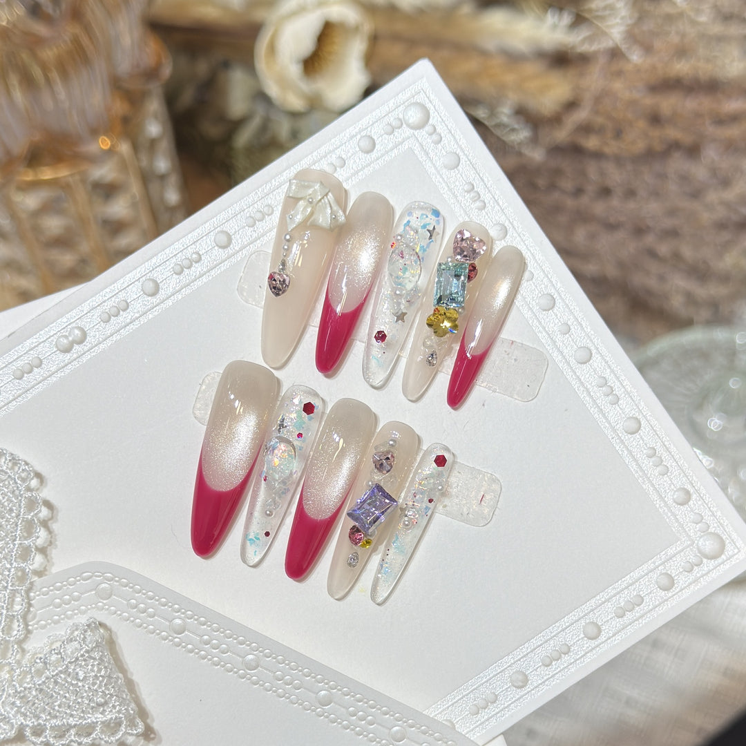 Stylish Decorative Press-On Nail Set Bowlift