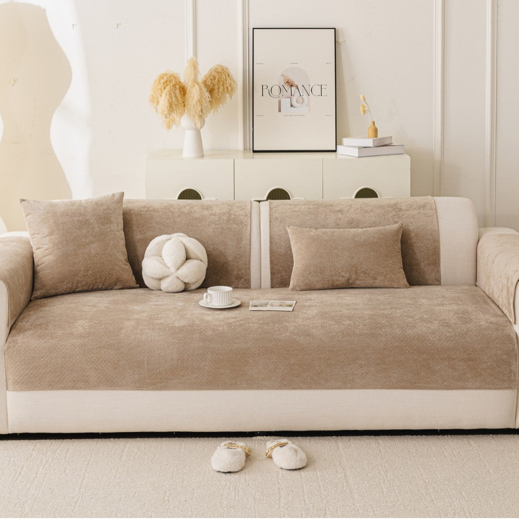 Stretch fitted reversible sofa slipcover with non slip backing and plush microfleece Bowlift