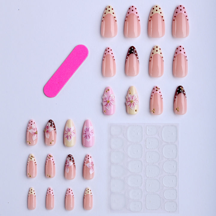 Luxury Floral Design Artificial Nails Bowlift