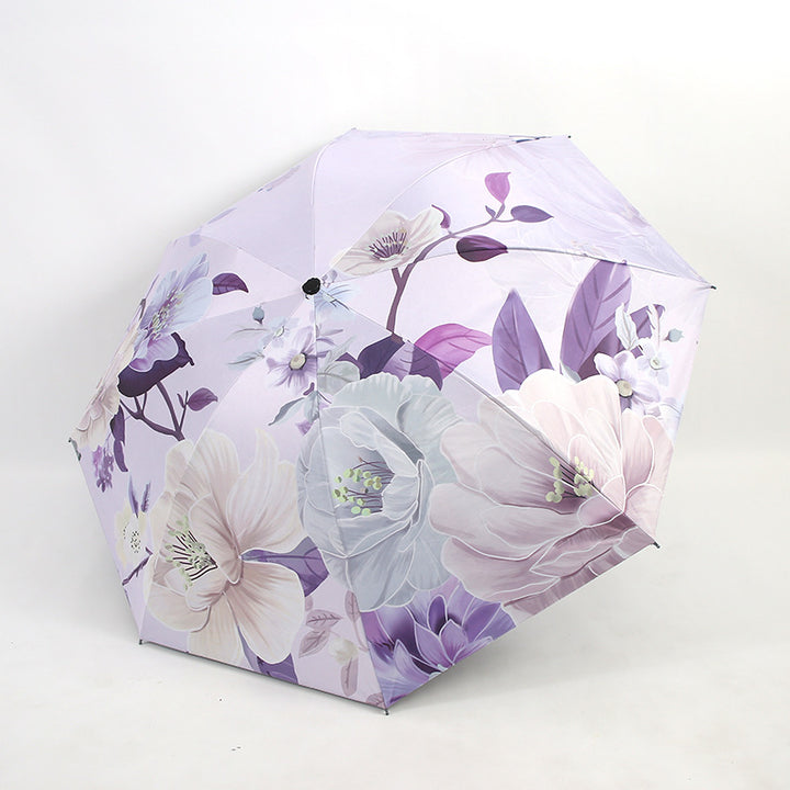 Ladies folding umbrella with artistic flower pattern Bowlift