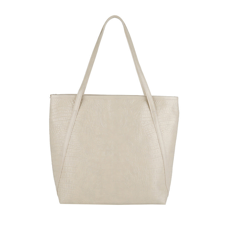 Crocodile-Embossed Leather Tote Bag Bowlift