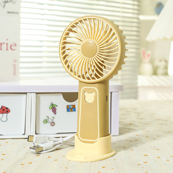 Women's Portable Hand Fan with Cute Animal Design and LED Lighting Bowlift