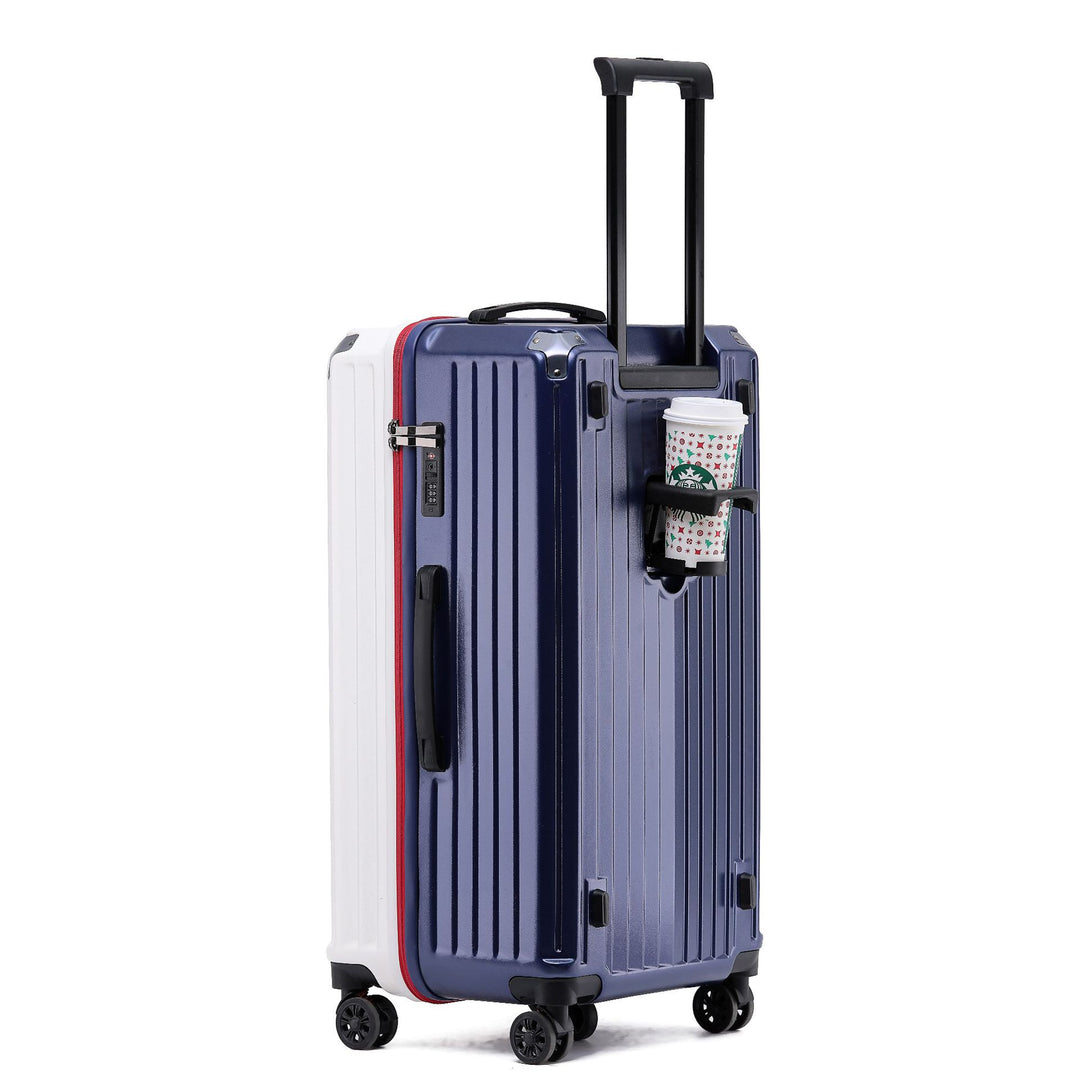 Unisex Multi-Functional Hard Shell Luggage with Beverage Holder Bowlift