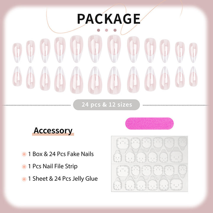 Artificial Nail Tips with Elegant French-Tip Design Bowlift