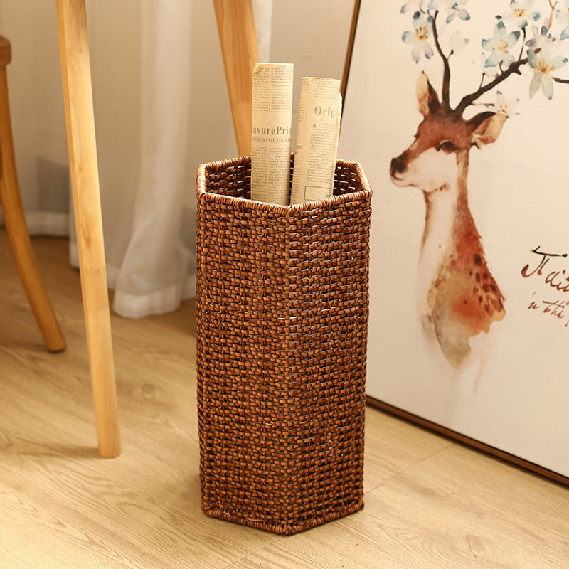 Tall Decorative Wicker Waste Bin Bowlift