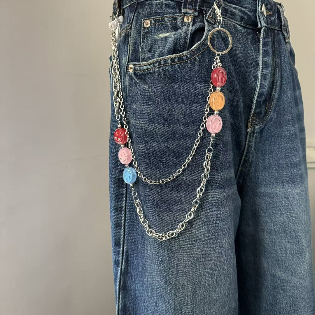 Fashionable chain belt with colorful pendants Bowlift