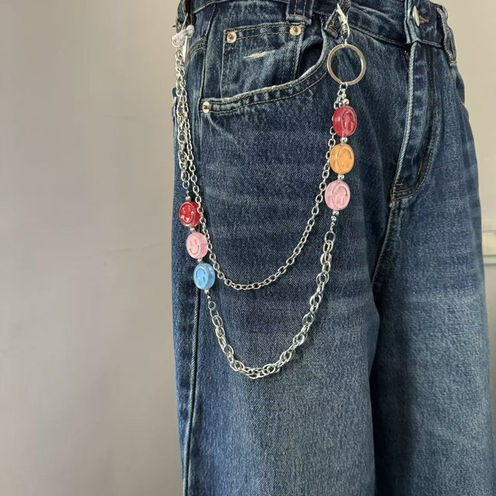 Fashionable chain belt with colorful pendants Bowlift