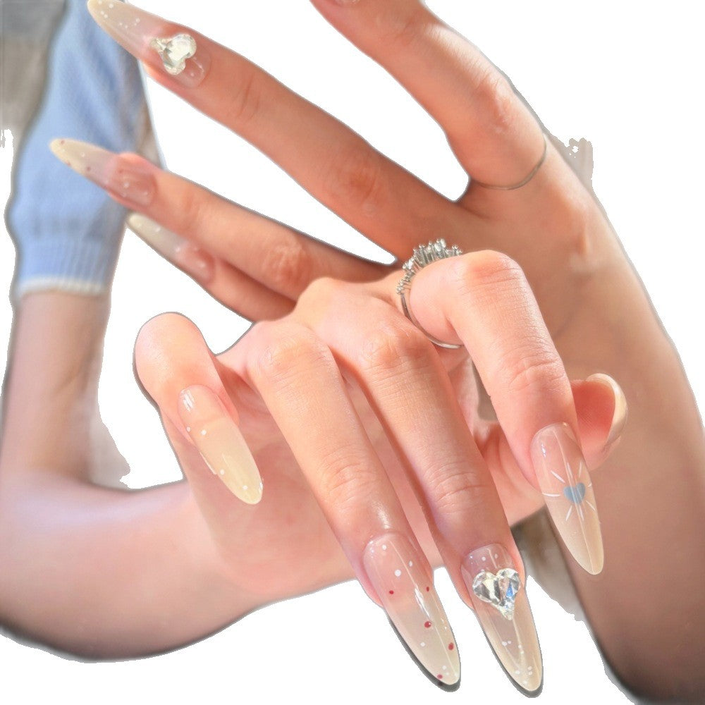 Decorative Press-On Nail Art Set with Star and Gemstone Accents Bowlift