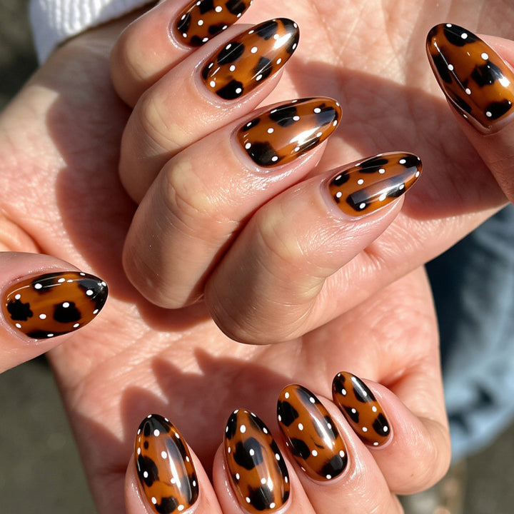 Artistic Leopard Print Press-On Nail Art Bowlift