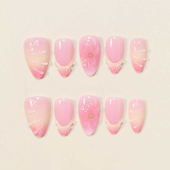 Elegant Floral Press-On Nail Art Set Bowlift