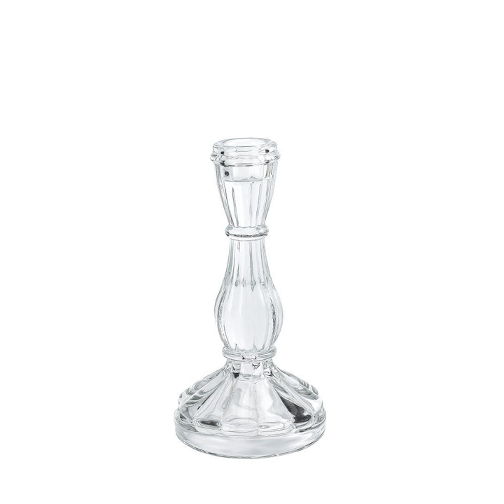 Ribbed Crystal-Style Glass Candlestick Holder Bowlift