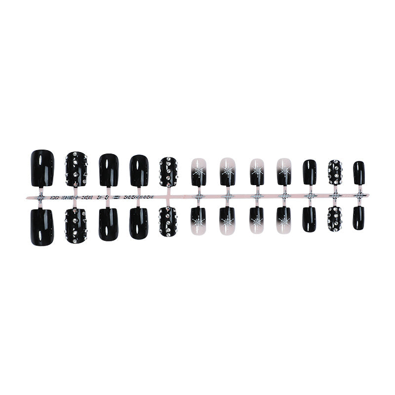 Decorative Press-On Nail Set with Gem Accents Bowlift