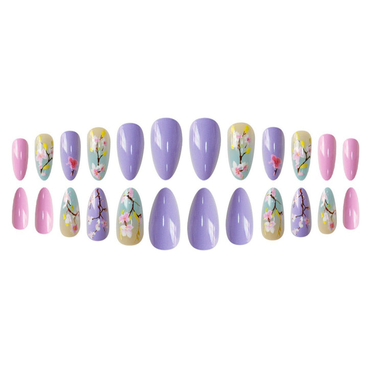 Artistic Floral Press-On Nail Enhancements Bowlift