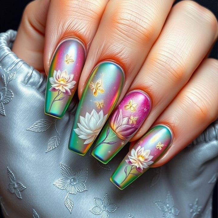 Art Nails in Hand-Decorated Flower Design Bowlift