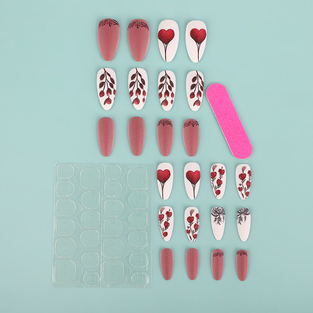Artificial Nail Set with Romantic Heart Design Bowlift