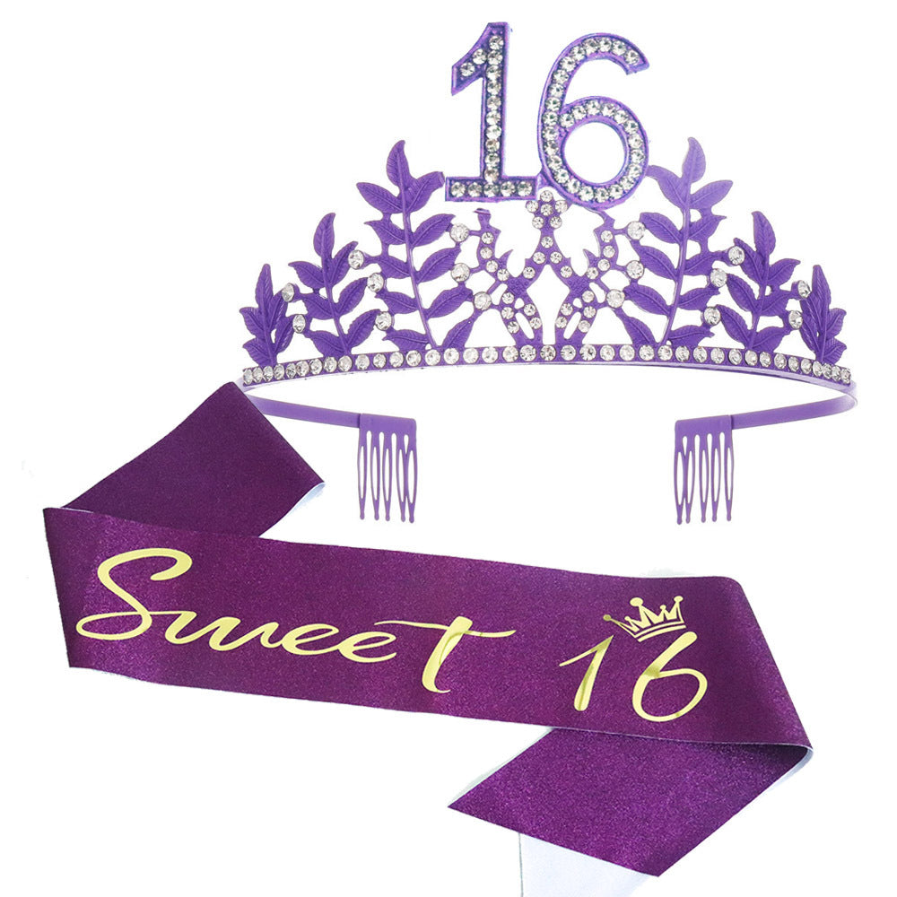Women's Glamorous Birthday Crown with Shining Rhinestones Bowlift