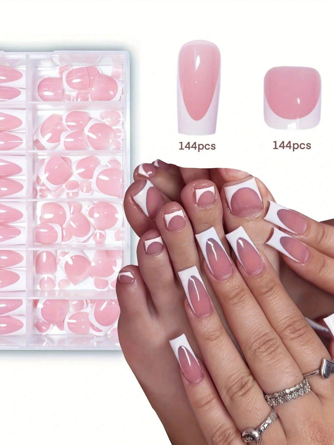 Premium French Tip Press-On Nail Set Bowlift
