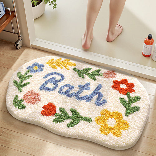 Textured Floral Bath Mat Bowlift