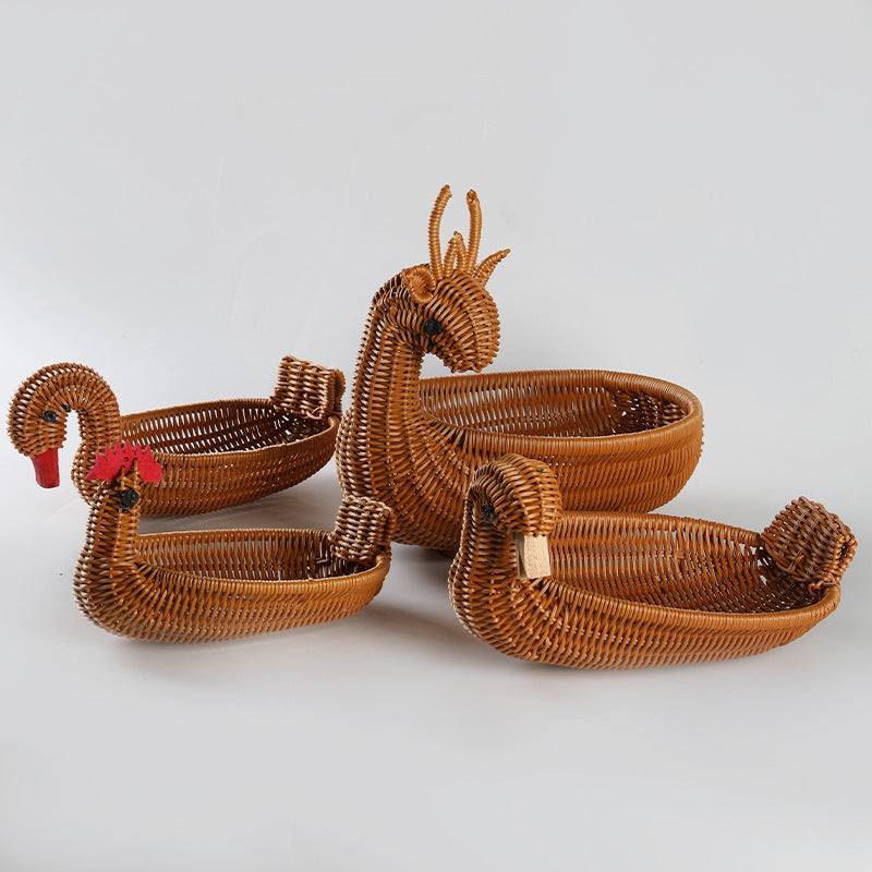 Decorative Woven Duck-Shaped Storage Basket Bowlift