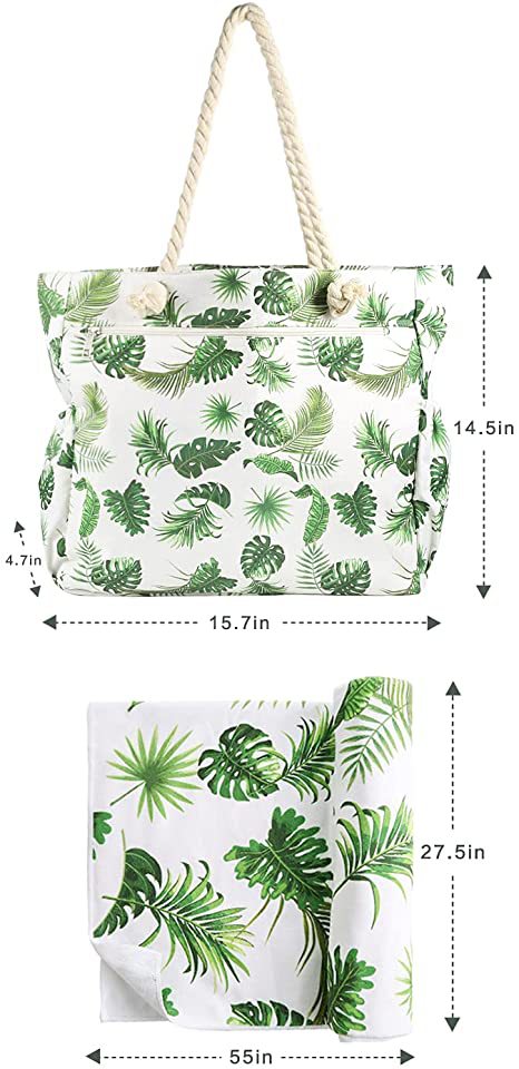 Beach bag with botanical motif and sturdy rope handles Bowlift