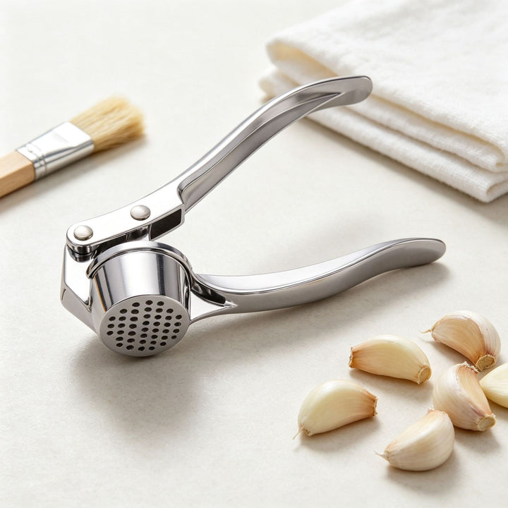 Heavy-Duty Stainless Steel Garlic Press with Ergonomic Leverage Handle Bowlift