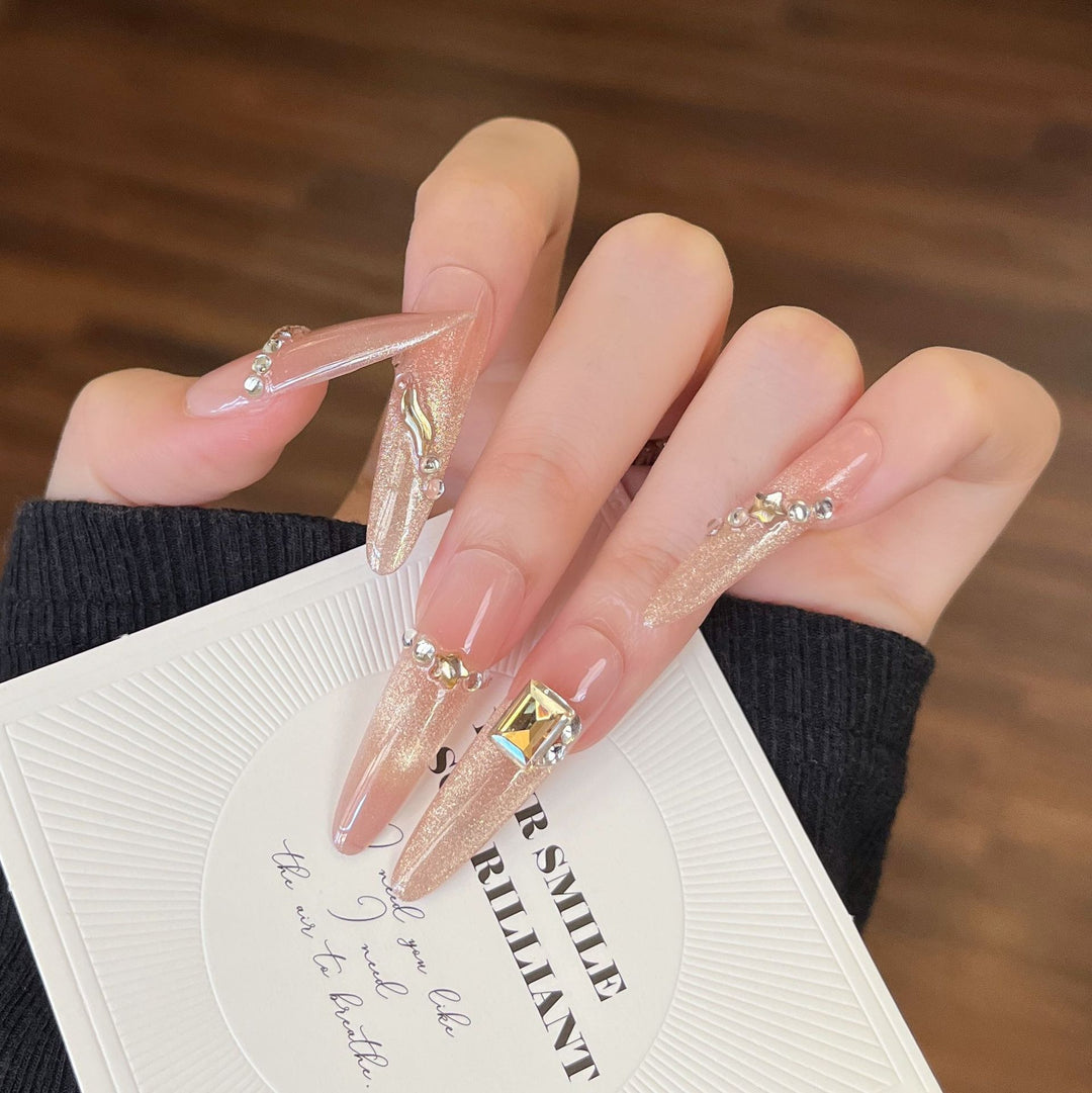 Elegant Floral Design Press-On Nail Extensions Bowlift